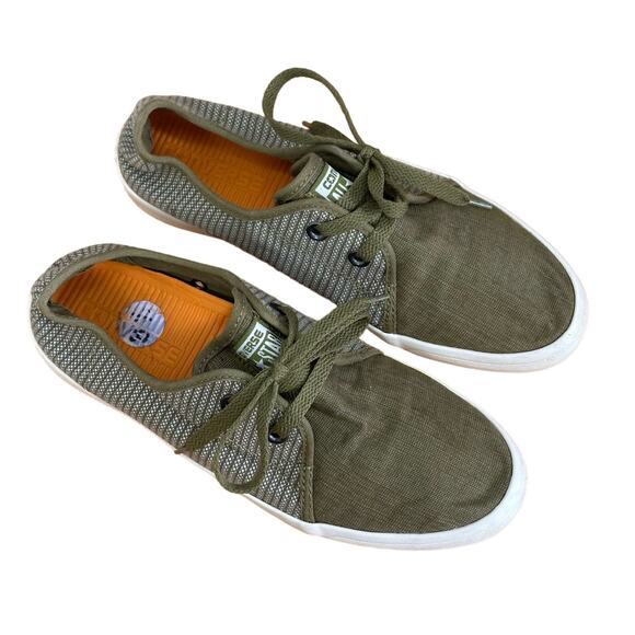 Converse Olive Green White Stripe Low Top Sneakers Shoes Men's 7 Women's 8.5 - Picture 2 of 8